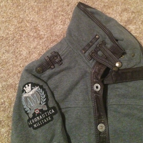 Knit Aeronautica Militare jacket with leather trim - Picture 4 of 4