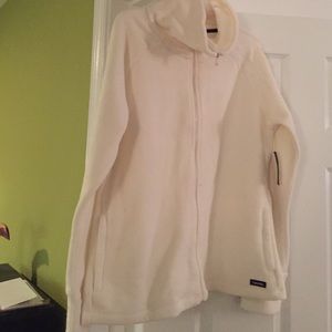 Calvin Klein white fleece jacket.