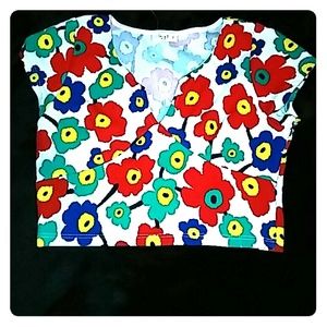 Floral v neck crop top