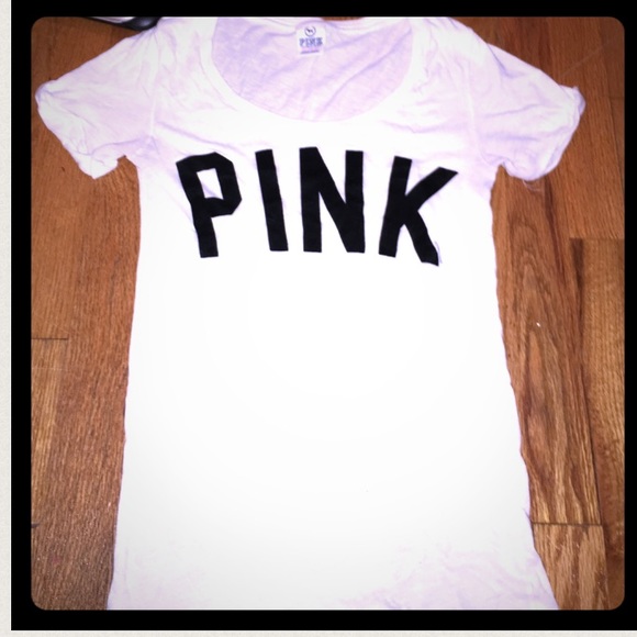 Pink Victoria's Secret White T-Shirt XS