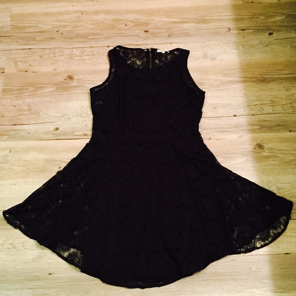 Black Lace Skater Dress