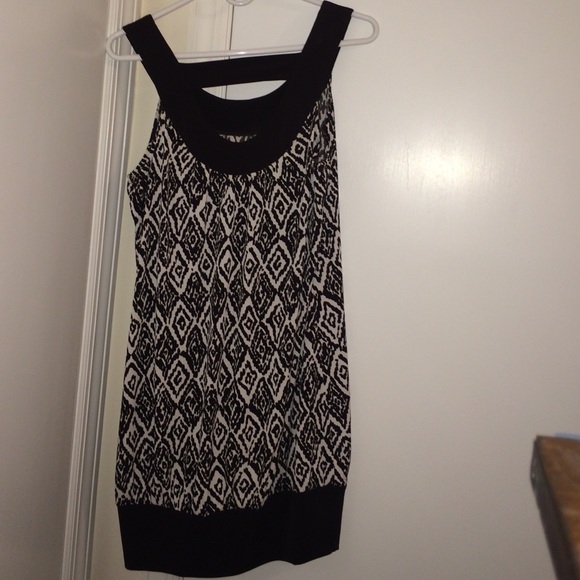 Brown and cream patterned dress.