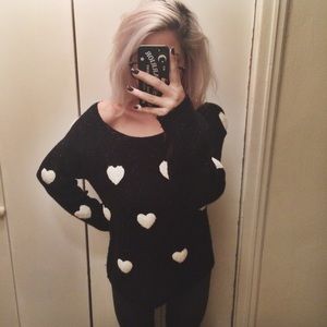 black sparkle heart sweater