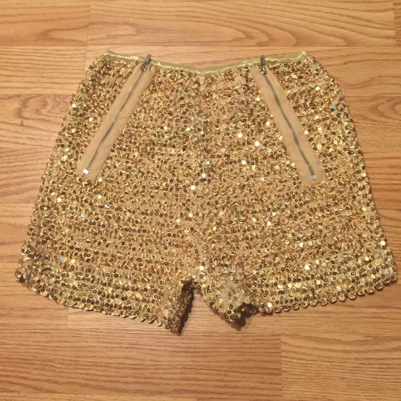 Gold Sequin Stretch Body Con Daisy Dukes.