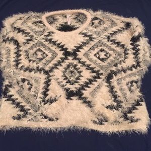 Fuzzy crop top sweater