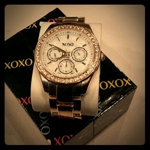 XOXO Women's Rhinestone-Accented Gold-Tone Watch