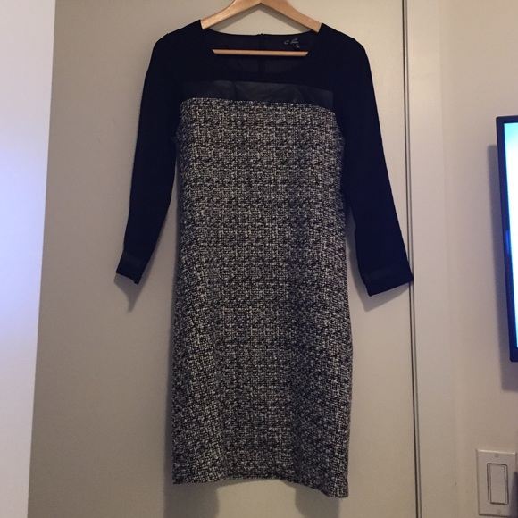 C. luce Dresses & Skirts - Tweed and leather trim dress