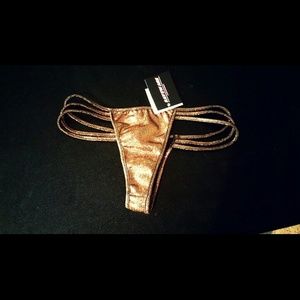 Gold Holographic 3 String Bikini Bottoms