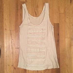 JCrew tank top with tuxedo still front detail.