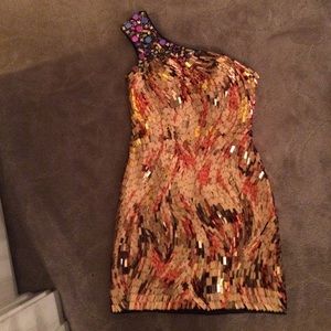Gold and copper formal dress