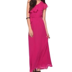 F21 Magenta One Shoulder Maxi