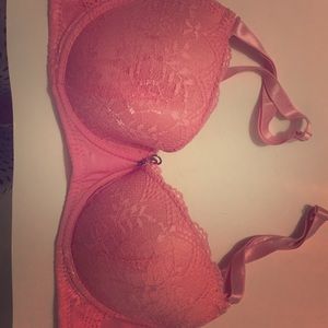 Lacey pink push-up bra.