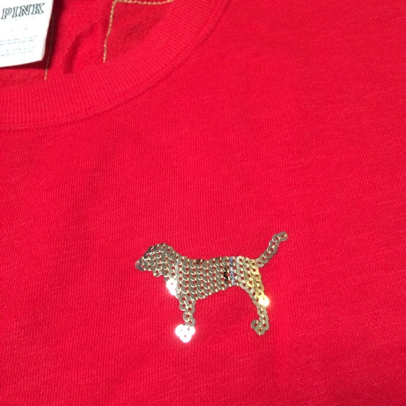 SOLD 🎀 VS PINK Holiday Bling Varsity Crew - Picture 4 of 4