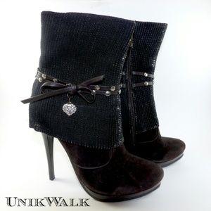 Italina Suede Heeled Boots Women 7.5 US