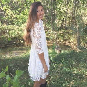 white lace hollister dress