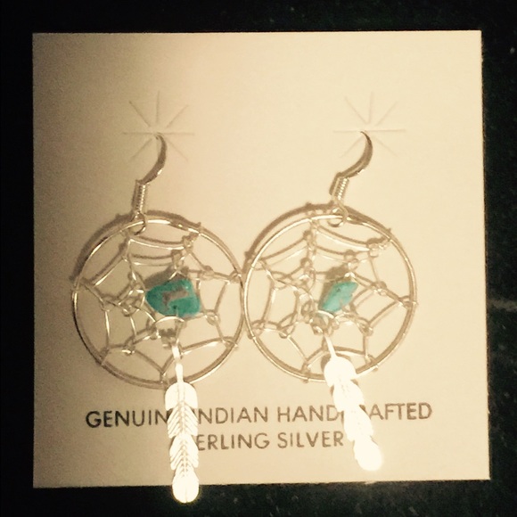 Navajo Handmade Dreamcatcher Earrings.