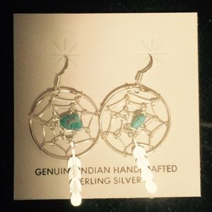 Navajo Handmade Dreamcatcher Earrings.