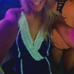 Blue and lace romper