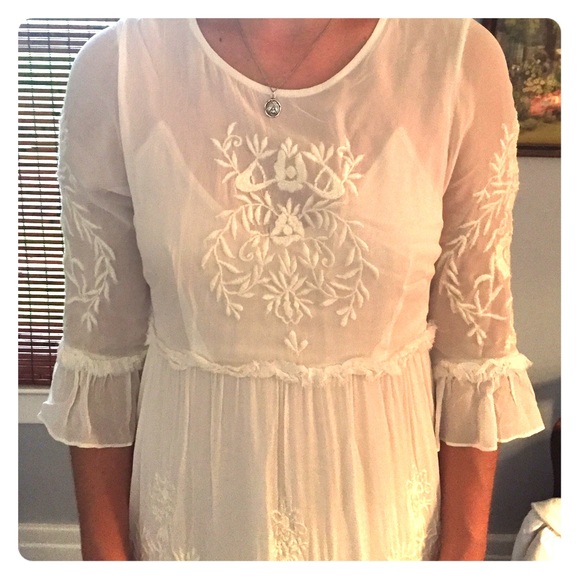 Free people white romance embroidered maxi dress