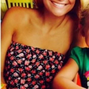 Strapless floral romper