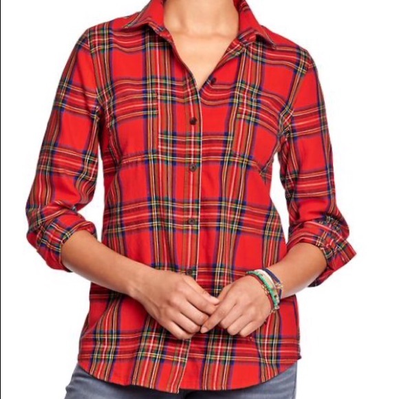 NWT Red Plaid Old Navy Shirt L Tall