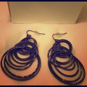 Black shimmery hoop earrings