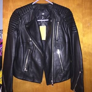 H&M 100% REAL LEATHER WOMEN'S BIKER JACKET