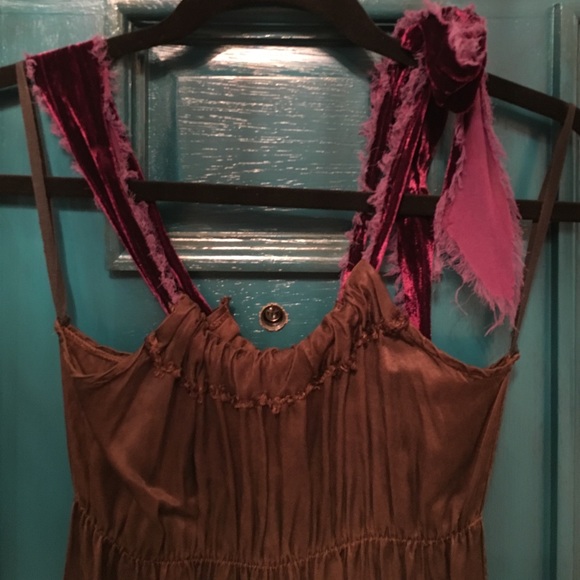 Chocolate Brown and Maroon Color Blocked Dress M - Picture 2 of 4