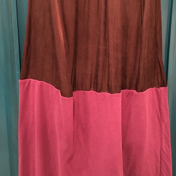 Chocolate Brown and Maroon Color Blocked Dress M - Picture 3 of 4