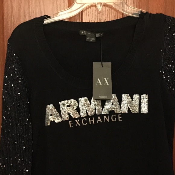 Armani exchange dark blue sequin sweater NWT