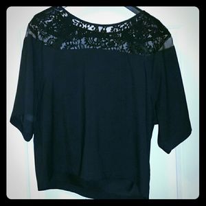 Black, silky work blouse