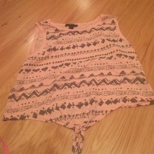 Tribal Print Light Pink Tie Top