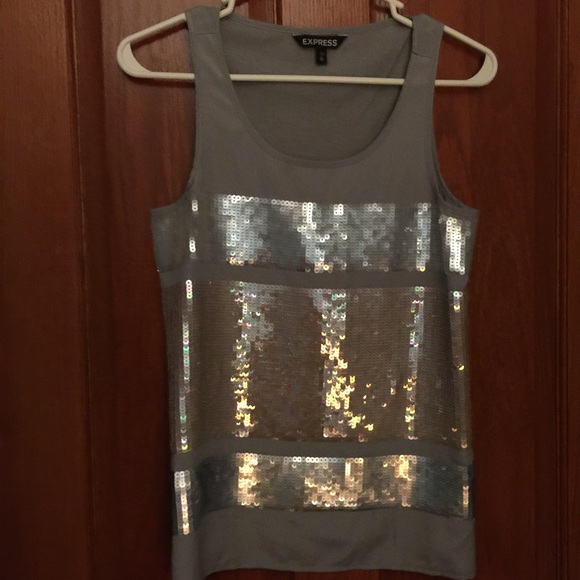 Express sequin tank top silver and pink