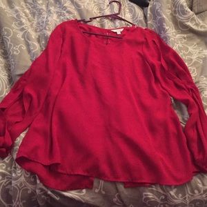 Red long sleeve jeweled back top