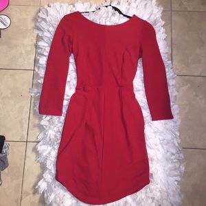 Red Long sleeve low back mini dress