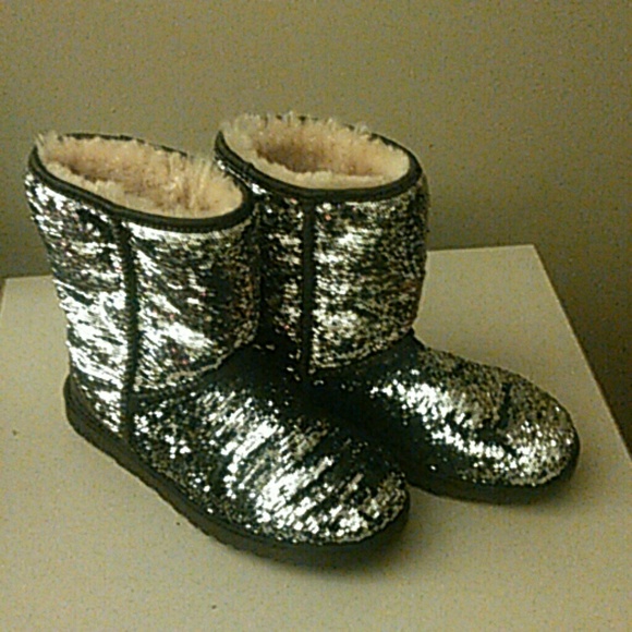 blue and silver sequin uggs