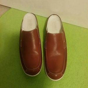 Red Timberland loafers