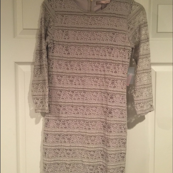 Grey/nude lace dress