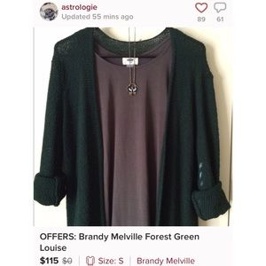 🌲Brandy Melville Forest Green Cardi 💚