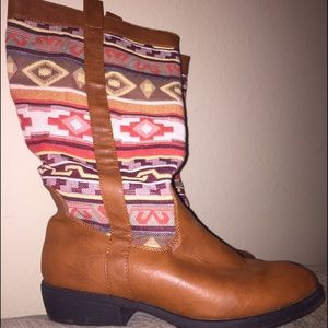Brown Aztec Riding Boots