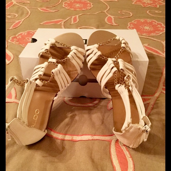Aldo Albisano Flat Sandal White with Gold Accents