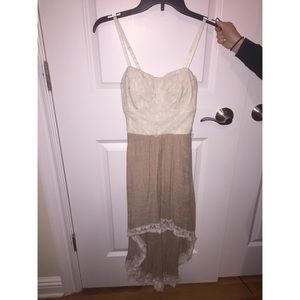 Cute White and Brown High/Low Dress!