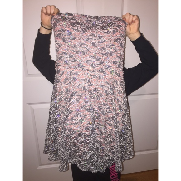 Beautiful Grey and Pink Sparkly Dress!