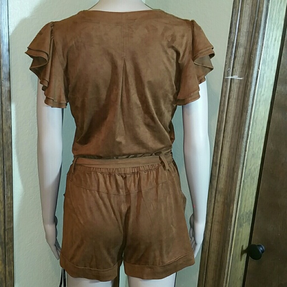 Bebe Microsuede ruffle romper - Picture 3 of 4