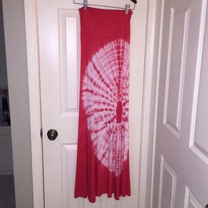 Red tie dye maxi skirt