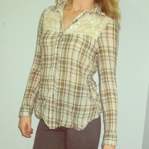 Free people plaid button down.