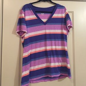 Soft striped v neck tee