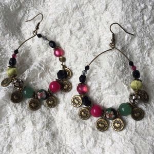 2/$10 Like NEW Bead / Heart Charm Hoop Earrings