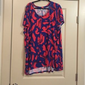 Red and blue cotton tunic