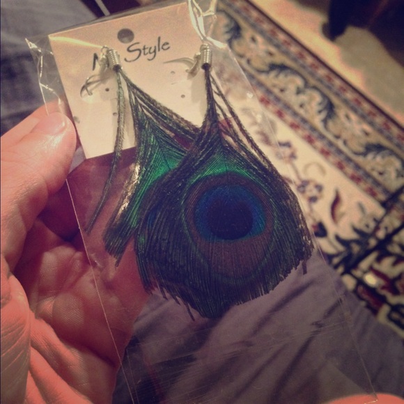 Peacock Feather Earrings.
